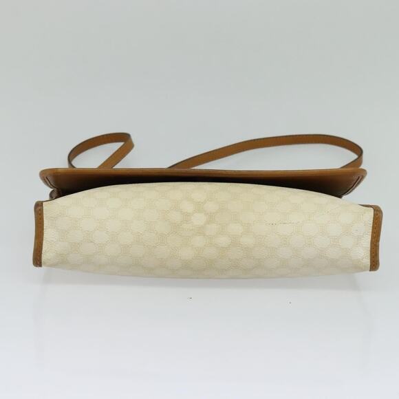 CELINE Macadam Canvas Shoulder Bag Pvc Leather White Gold - Picture 9 of 12